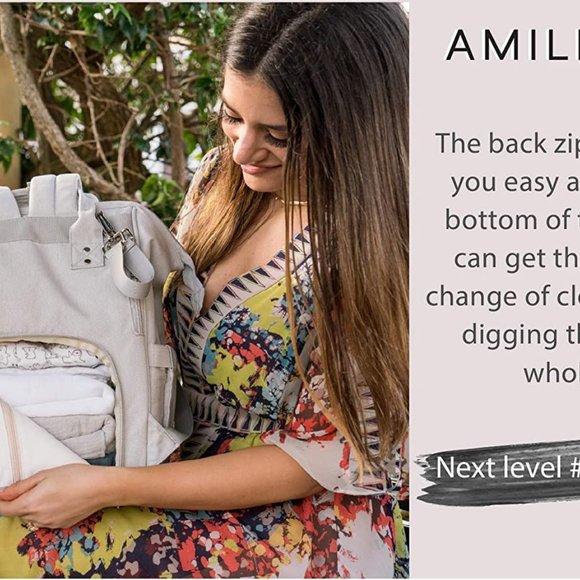 AMILLIARDI Diaper Bag Backpack 6 Bottle Holders - Picture 5 of 7